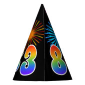 Chapeaux De Fètes Fun Fireworks + Rainbow Motif "83" Anniversaire # (Dos)