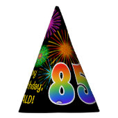 Chapeaux De Fètes Fun Fireworks + Rainbow Motif "85" Anniversaire # (Droite)