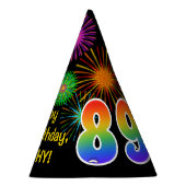 Chapeaux De Fètes Fun Fireworks + Rainbow Motif "89" Anniversaire # (Droite)