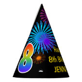 Chapeaux De Fètes Fun Fireworks + Rainbow Motif "8" Anniversaire # (Gauche)
