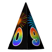 Chapeaux De Fètes Fun Fireworks + Rainbow Motif "90" Anniversaire # (Dos)