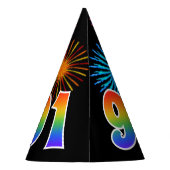 Chapeaux De Fètes Fun Fireworks + Rainbow Motif "91" Anniversaire # (Dos)