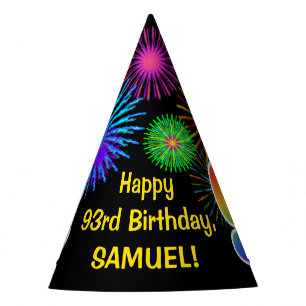Chapeaux De Fètes Fun Fireworks + Rainbow Motif "93" Anniversaire #