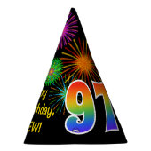 Chapeaux De Fètes Fun Fireworks + Rainbow Motif "97" Anniversaire # (Droite)