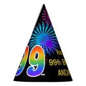 Chapeaux De Fètes Fun Fireworks + Rainbow Motif "99" Anniversaire # (Gauche)