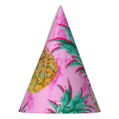 Chapeaux De Fètes Fun Tropical Ananas & Pink Marble Chic Party (Gauche)