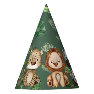 Chapeaux De Fètes Fun Wild Jungle Safari Animaux Végétation Annive