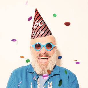 Chapeaux De Fètes Funny Red Black Stripe Motif 60e anniversaire