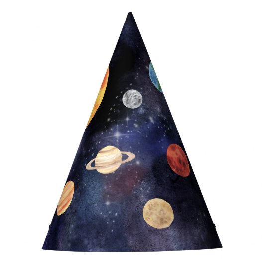 Chapeaux De Fètes Galaxie Bleue Moderne Planètes Espace (Devant)