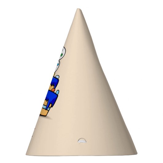 Chapeaux De Fètes Garçon 3e anniversaire, 3 sur Gâteau bleu doux (Droite)