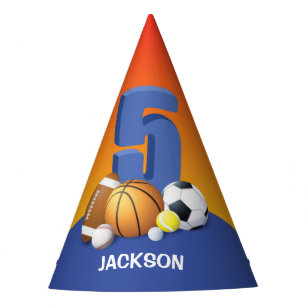 Chapeaux De Fètes Garçon 5e anniversaire Sports Balls