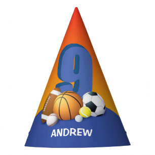 Chapeaux De Fètes Garçon 9e Anniversaire Sports Balls