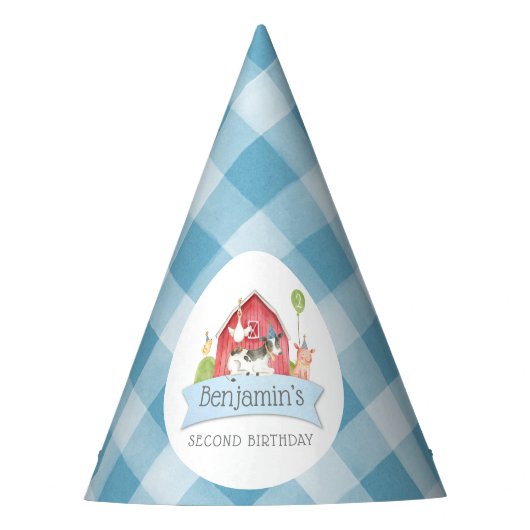 Chapeaux De Fètes Garçons FERME Animaux Grange Anniversaire (Devant)