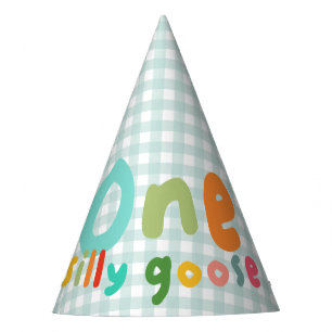 Chapeaux De Fètes Garçons Un Silly Goose Blue En vichy 1er anniversa