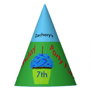 Chapeaux De Fètes Gâteau cupcake bleu personnalisé pour 7ème anniver