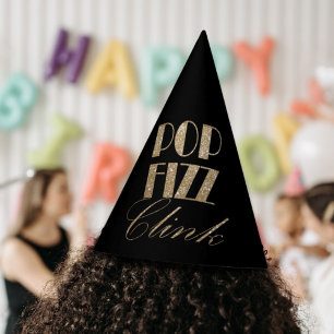 Chapeaux De Fètes Gatsby party Gold et Black Pop Fizz Clink