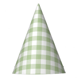 Chapeaux De Fètes Gingham à carreaux de sauge et de buffle blanc