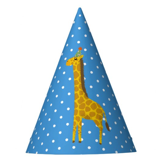 Chapeaux De Fètes Giraffe Bleue avec points blancs (Devant)