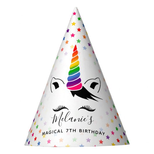 Chapeaux De Fètes Glam Rainbow Unicorn Anniversaire (Devant)