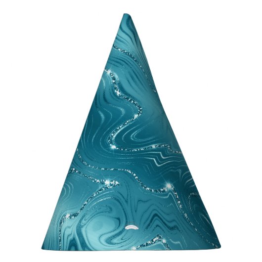 Chapeaux De Fètes Glitzy Aqua Blue Turquoise Parties scintillant Ann (Droite)