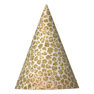Chapeaux De Fètes Glitzy Glam Gold Blush Parties scintillant Leopard