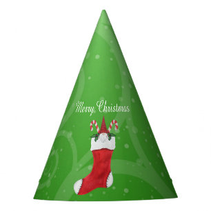 Chapeaux De Fètes Gnome à la barbe blanche en Noël Stocking vert