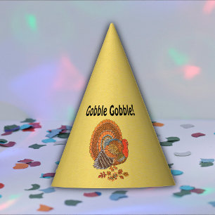 Chapeaux De Fètes Gobble Homme Turquie Automne Plumes colorées Jaune