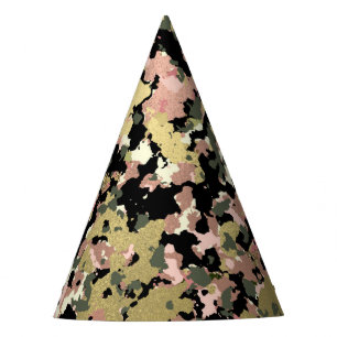 Chapeaux De Fètes Gold Pink Green Camouflage noir fête d'anniversair