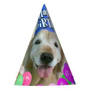 Chapeaux De Fètes Golden Retriever Chien avec Ballons Anniversaire