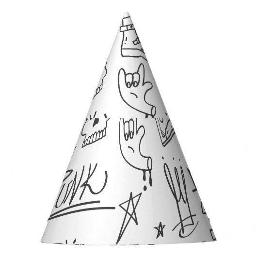 Chapeaux De Fètes Graffiti Doodles : Punk Music Scribble (Devant)
