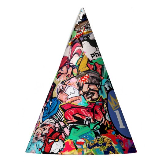 Chapeaux De Fètes Graffiti mur collage (Gauche)