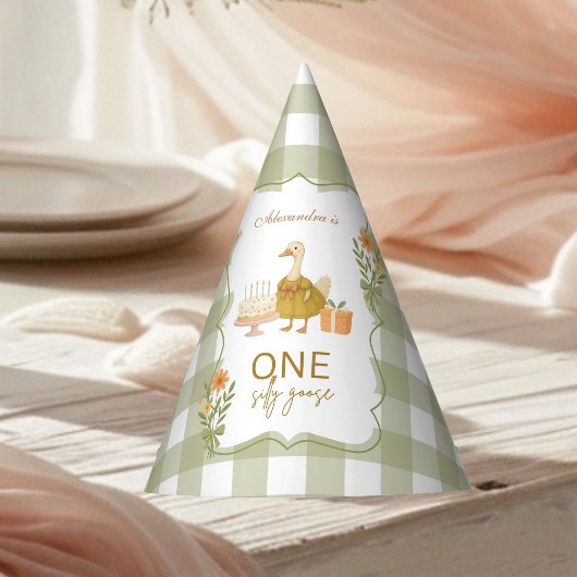 Chapeaux De Fètes  Green Gingham Silly Goose 1st Birthday