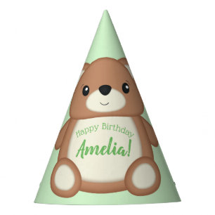 Chapeaux De Fètes Green Teddy Bear fête d'anniversaire