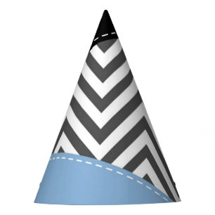 Chapeaux De Fètes Gris Zigzag, Gris Chevron, Motif Zigzag, Bleu