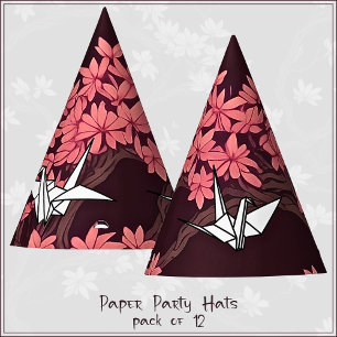 Chapeaux De Fètes Grue en papier rose Origami Fleur de cerisier