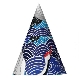 Chapeaux De Fètes Grue japonaise : Motif orné d'oiseaux.