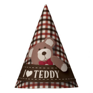 Chapeaux De Fètes Guingan Brown et rouge d'anniversaire de