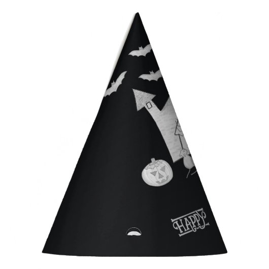 Chapeaux De Fètes Halloween nuit avec Haunted House, chauves-souris, (Gauche)