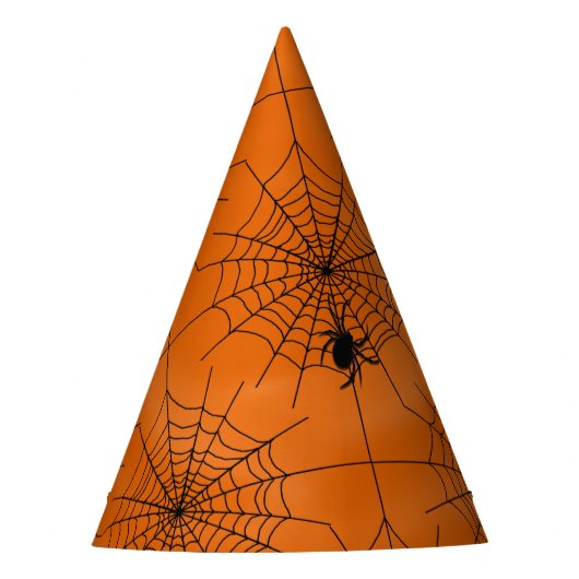 Chapeaux De Fètes Halloween Spider Web avec Spider sur Orange (Devant)