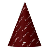 Chapeaux De Fètes Happy Birthday Custom Text Pattern Maroon (Gauche)