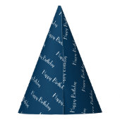 Chapeaux De Fètes Happy Birthday Custom Text Pattern Navy (Dos)