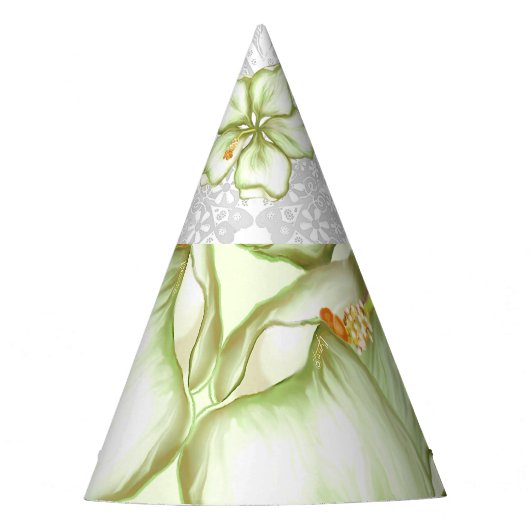 Chapeaux De Fètes Hibiscus & dentelle BLANC (Devant)