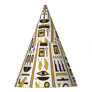 Chapeaux De Fètes Hiéroglyphes égyptiens : Jaune-Noir Sans Seamless.