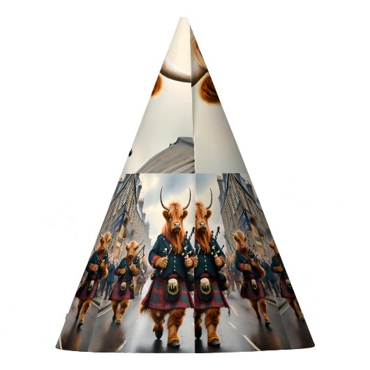 Chapeaux De Fètes Highland Harmony : Bagpipe Highland Cow Band (Dos)