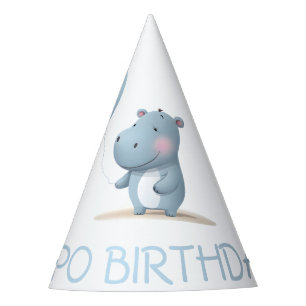 Chapeaux De Fètes Hippo Anniversaire bleu doux