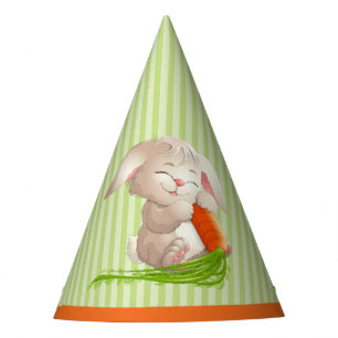 Chapeaux De Fètes Hoppy Happy Bunny Stripes Motif de Pâques