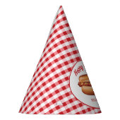 Chapeaux De Fètes Hot Dog Sur Red En vichy Motif Joyeux anniversaire (Gauche)