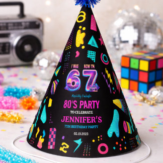Chapeaux De Fètes I Was 6 Now I’m 7 Retro Neon 7th Birthday for Kids