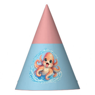 Chapeaux De Fètes Illustration de la vie marine kawaii de la pieuvre