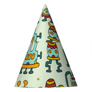 Chapeaux De Fètes Illustration du Motif Vintage des Aliens robots